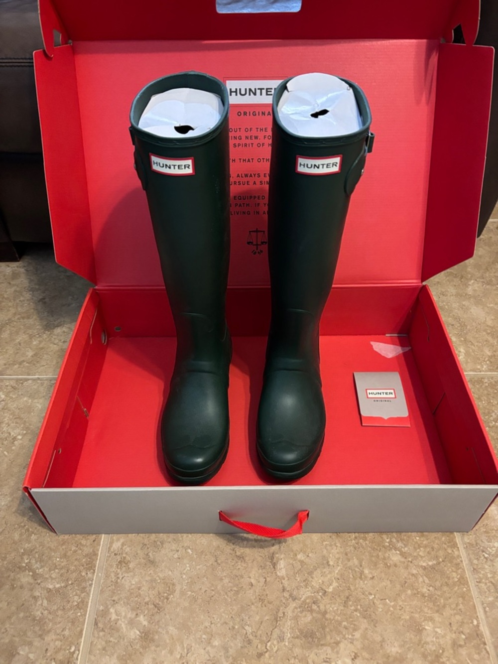 Hunter Matte Forest Green Tall Rubber Boots